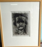 Auktion 346<br>Eiko Borcherding , 2005 "Edgar Alan Poe" orig. Radierung, ger/Glas, RG 58x48 cm
