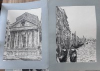 Auktion 346<br>H. Wach, 1930, 4x gr. Venedig Ansichten, Lithografien in PP, BG 57x43  cm, alle betitelt
