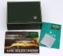 Uhrenbox Rolex, grün, 11.00.01, 1970er Jahre, 12,8x10x5,0cm, ,Deckelleder etwas gelöst