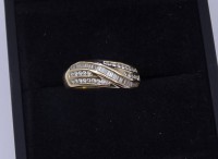 Auktion 352 / Los 1157 <br>Goldring 0.585 mit Brillanten und Baguette Diamanten, 5,2g., RG 53  (Ringschachtel nicht anbei)