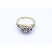 Auktion 352 / Los 1169 <br>Bicolor Goldring 0.585 mit Altschliffdiamant und 6 Diamanten, 5,8g., RG 59