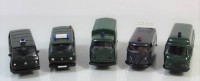 Los 12029 <br>1x Roco, 1x APS, 1 Brekina, 1x Herpa und 1 x Markenlos, 5 Deutsche Bahnpolizei, großer Kastenwagen von Mercedes und  4 x VW Busse, 1:87, für HO Modellbaueisenbahn