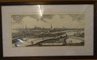 Los  <br>Ansichtenstich um 1600  "Lüneburg" Neuauflage, gut ger/Glas, verso Widmung, RG 35x59 cm