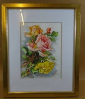 Los  <br>Karl EJEM (1926) "Rosen" Aquarell, ger/Glas, RG 39x32 cm