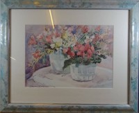 Los  <br>Kunstdruck "Blumen", gut gerahmt/Glas, RG 47x57 cm