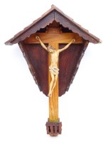 Los  <br>Kruzifix, Holzschnitzerei, Osvaldo Moroder ( Scultore Ortisei), L. 47,5cm