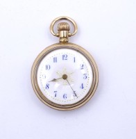 Los  <br>kl. goldfarbene Taschenuhr, mechanisch, Werk steht, D. 34mm