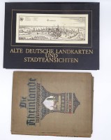 Los  <br>2 Mappen mit Ansichten und Karten, 1959 und 1922, 1 x Flügelmappe mit Altersspuren, Flecken, kleinen Rissen, 30,5 x 38 und 45 x 31,5 x 4 cm