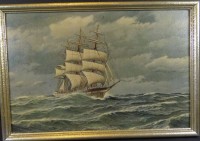 Los  <br>kl. Kunstdruck mit Segelschiff, Kratzer, RG 31x45 cm