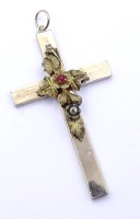 Los  <br>Alter Brustkreuz Anhänger, Silber - vergoldet, L. 6,6cm, 3,3g.