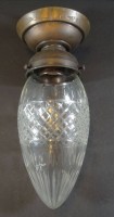 Los  <br>Flurlampe, Messing, Glas beschliffen, H-27 cm