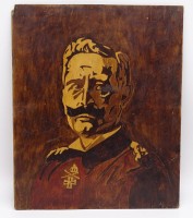 Auktion 335 / Los 7049 <br>Portrait auf Platte, Wilhelm II., verso beschriftet, 39,5 x 48cm