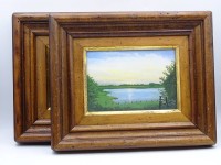 Los  <br>2x gerahmte Postkarten mit Landschaftsmotiven, ger/Glas, RG 20,0x24,5cm