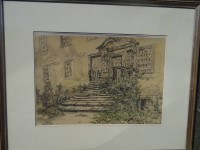 Auktion 335 / Los 5052 <br>Sophie WENCKE (1874-1963) "Schlosstreppe" gr. aquarellierte Kohlezeichnung, ger/Glas, RG 49x62 cm