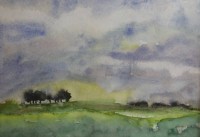 Los  <br>Margot Schwarz 2002, norddt. Landschaft, Aquarell, gerahmt/Glas, RG 28,5 x 38,5cm.