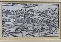 Los  <br>Stich, Stadtansicht, wohl 17.Jhd., MG 8x14 cm, gerahmt/Glas, RG 32x24 cm