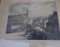 Los  <br>Lithografie "Das Deutsche Haus" In Frankfurt/Main, ger/Glas, RG 32x38 cm