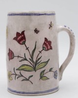 Los  <br>Bierkrug, älter, florale Bemalung, Boden mit Altriss, H-16,2cm.