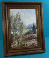 Los  <br>GR =Guenter Redemann, Bad Berka, 1922, "Waldlandschaft" Öl/Karton, RG 25x20 cm