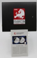 Los 6010 <br>Satz von 4 Gedenkprägungen zur Fussball EM 2008 sowie 1x 10 € Münze WM 2006