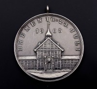 Los 6046 <br>Silbermedaille, gehenkelt, Einweihungsschiessen der neuen Schiessstände zu Huckelriede Bremen 1905, 27,4g.