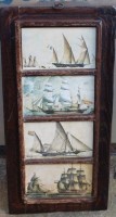 Los  <br>Kunstdruck mit 4 maritimen Motiven, gerahmt, RG 36x18 cm