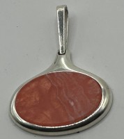 Auktion 344 / Los 1052 <br>Silber-Anhänger mit rot marmorierten Stein, -835-, 60/70-er Jahre, 4,3x3 cm, 11,1 gr.