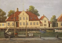 Los  <br>Louis Clasen o.ä. , Hafenszene, wohl Dänemark, Öl/Leinwand, gerahmt, RG 67 x 93cm.