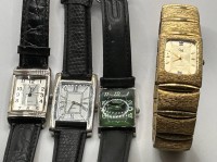 Auktion 344 / Los 2110 <br>4x eckige Quartz Armbanduhren, Tragespuren, nicht überprüft