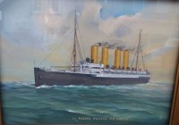 Auktion 354 / Los 4036 <br>A.S. Monogramm "S.S. Kaiser Wilhelm der Grosse" ger/hinter Glas, RG 50x62 cm