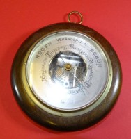 Los  <br>runder Barometer, Holzgehäuse