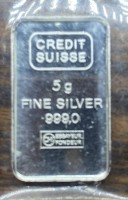 Auktion 346 / Los 6000 <br>Silberbarren -999-, 5 Gramm, credit suisse