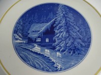 Auktion 352 / Los 8048 <br>Wandteller "Meissen" Aquatinta-Malerei, Winterlandschaft, Schwerter durchschliffen, D-25,5 cm