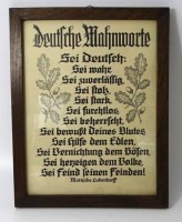 Auktion 346 / Los 7006 <br>"Deutsche Mahnworte" von Matilda von Ludendorff, ger/Glas, RG 34x27 cm