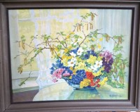 Auktion 346 / Los 4002 <br>Anna Sophie GASTEIGER (c.1878-1954) "Blumenstilleben", guter Öldruck, alt gerahmt, RG 47x59 cm