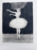 Auktion 346<br>Ernst OPPLER (1867-1929)  "Ballett Tänzerin", orig. Radierung, Nr.  3/50, ca. 21x15,5 cm, BG 45x31 cm, auf Karton oben geklebt, Knickstellen
