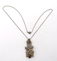 Auktion 346<br>Halskette mit Design-Anhänger, Tigerauge, je 835er Silber, zus. 9,3gr., Kettel L-42cm Anh. L-4,8cm.