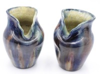 Auktion 346<br>Paar Vasen/Krüge, Laufglasur, älter, Belgien, je H-16cm.