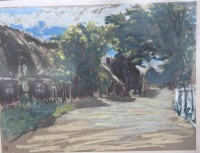 Auktion 346 / Los 4043 <br>Carl Hansen "Landstasse in Nordby" Aquarell, ger/Glas, RG 54x67 cm, verso betitelt