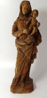 Auktion 353 / Los 15004 <br>Holzfigur "Madonna mit Kind", H-33 cm