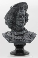 Auktion 347 / Los 15031 <br>Büste des A. van Dyck nach Rudolf UFFRECHT (1840-1906), wohl Terrakotta unter grauer Farbe, H-32,5cm B-23cm.