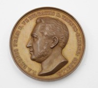 Auktion 347 / Los 6033 <br>Bronze-Medaille "Die Dankbaren Collegen-Frankfurt-Mainz-Wiesbaden", 1851, D-4,1cm.