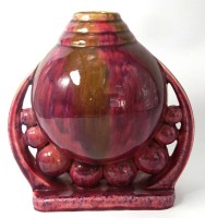 Auktion 347 / Los 9027 <br>Kunstkeramik-Vase . Laufglasur, H-21 cm, B-20 cm