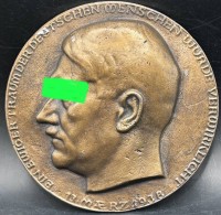 Auktion 347 / Los 7037 <br>grosse runde Bronze-Plakette "13. März 1938" (Anschluss Österreichs), D-13,5 cm