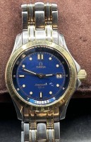 Auktion 347 / Los 2024 <br>Damenarmbanduhr "Omega" Seamaster, Quartz, Stahl/Gold mit Goldlünette, orig. Armband ebenso, gut erhalten