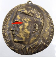 Auktion 347 / Los 7042 <br>Plakette,  Reichskanzler A.Hitler, 1940, D-10,6cm.