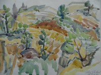 Auktion 354 / Los 4010 <br>Walther Kunau (14.5.1933, Bad Oldesloe), 1981 "Ockerfelsen in der Provence" Aquarell in PP,  BG ca. 29x42 cm