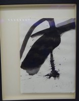 Auktion 347 / Los 5023 <br>Kurt Rudolf H. SONDERBORG (1923-2008) , Zeichnung ohne Titel, Blatt leichte Läsuren an den Rändern, BG 27x21 cm, ger/Glas, 39x32 cm