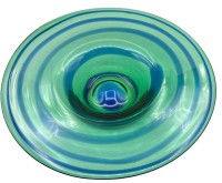 Auktion 348 / Los 10047 <br>grosse Kunstglas-Schale, grün getönt, H-5 cm, D-31 cm, wohl Murano?