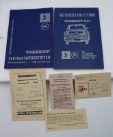 Auktion 348 / Los 3003 <br>Papierkonvolut, Trabant 601, Anleitung, Papiere, 1973
